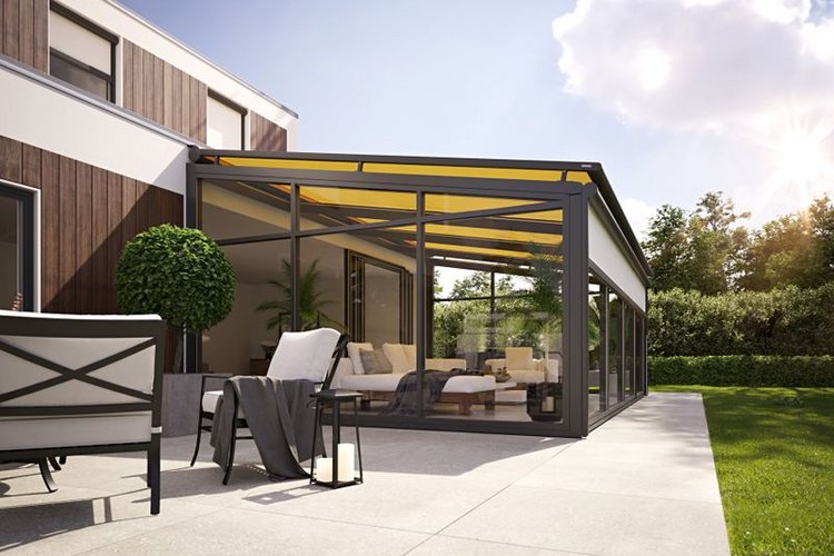 gelbe Wintergartenmarkise